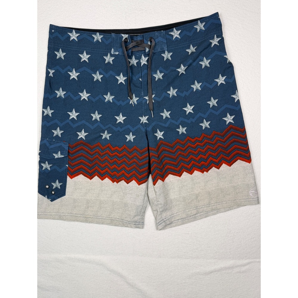 Ocean Current‎ Board Shorts Mens 36 Blue Stars America Patriotic Swim Trunks USA